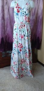 H&M Maxi length, V-Neck, Sleeveless, Medium size floral Dress
